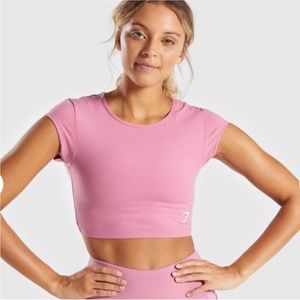 Gymshark Dreamy Cap Sleeve Crop Top in Dusky Pink Medium